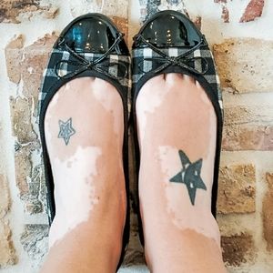 Banana Republic Black White Plaid Bow Ballet Flats